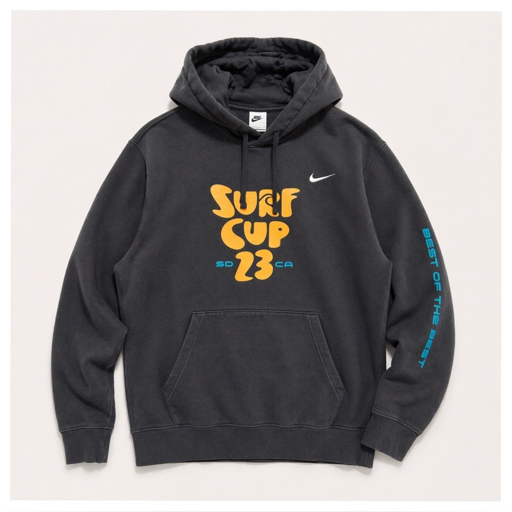 Nike Charcoal Hoodie with Orange Graphic L